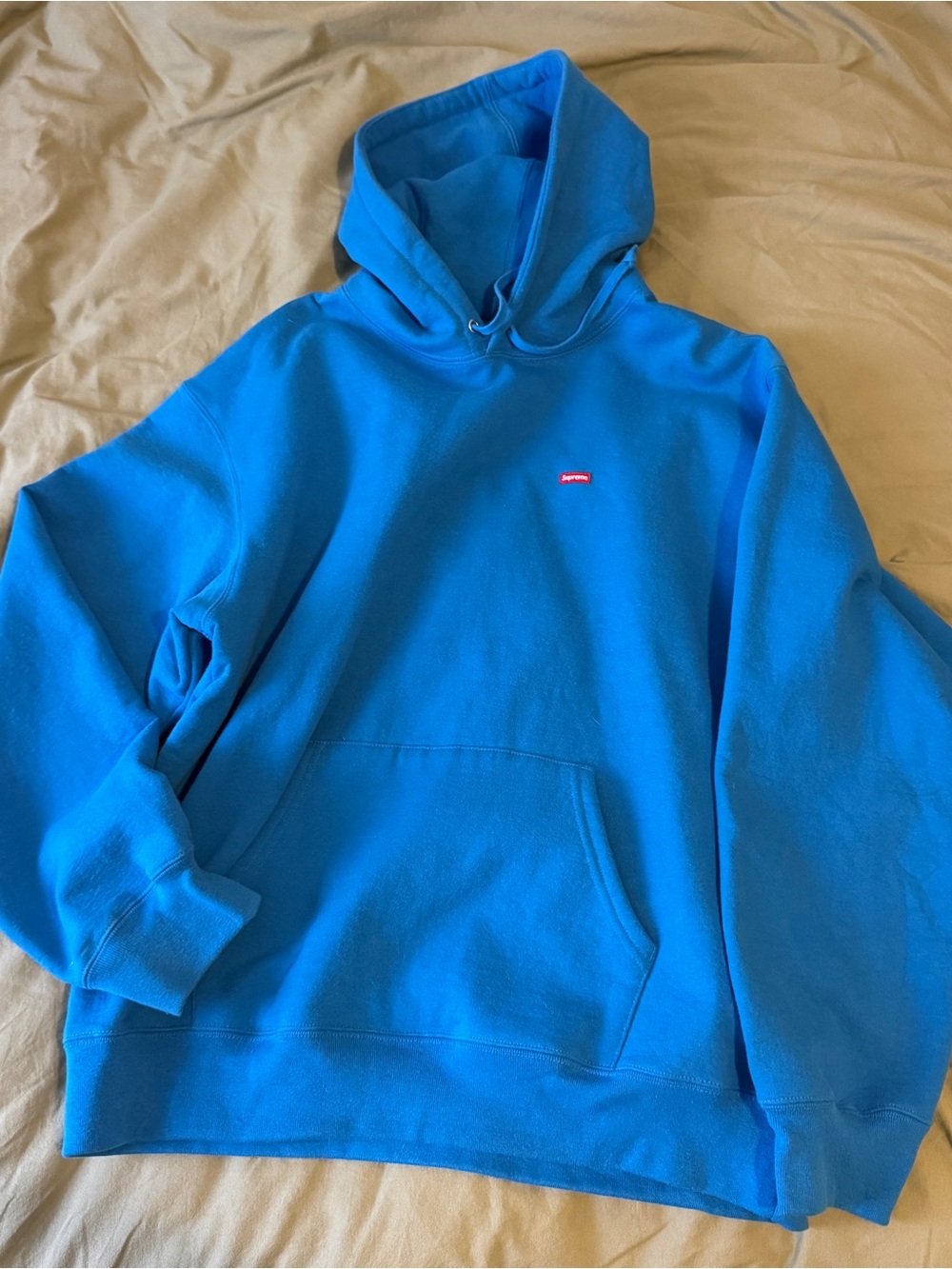 Supreme Bright Blue Hoodie with Small Red Box Logo
